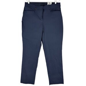 JM Collection Women's Curvy Fit Straight Tummy Control Navy Stretch Pants 14 NWT